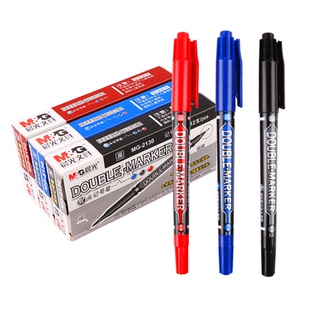 晨光文具记号笔油性黑色双头学生用绘画美术描边速干不掉色防水红蓝勾线笔小头细头批发包邮