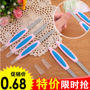 美甲工具二合一指甲搓去死皮叉不锈钢双头锉刀多功能抛光指甲锉条