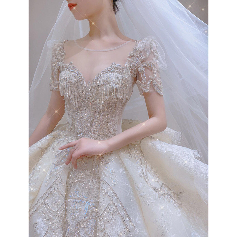 婚纱2022新款新娘主婚纱礼服复古宫廷风高级感法式重工孕妇大拖尾