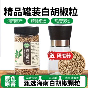 家用调味料200g颗粒精选 知仙味全海南纯正白胡椒粒手工研磨器罐装