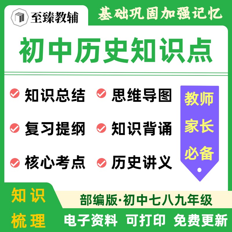 初中历史知识点要点考点电子资料