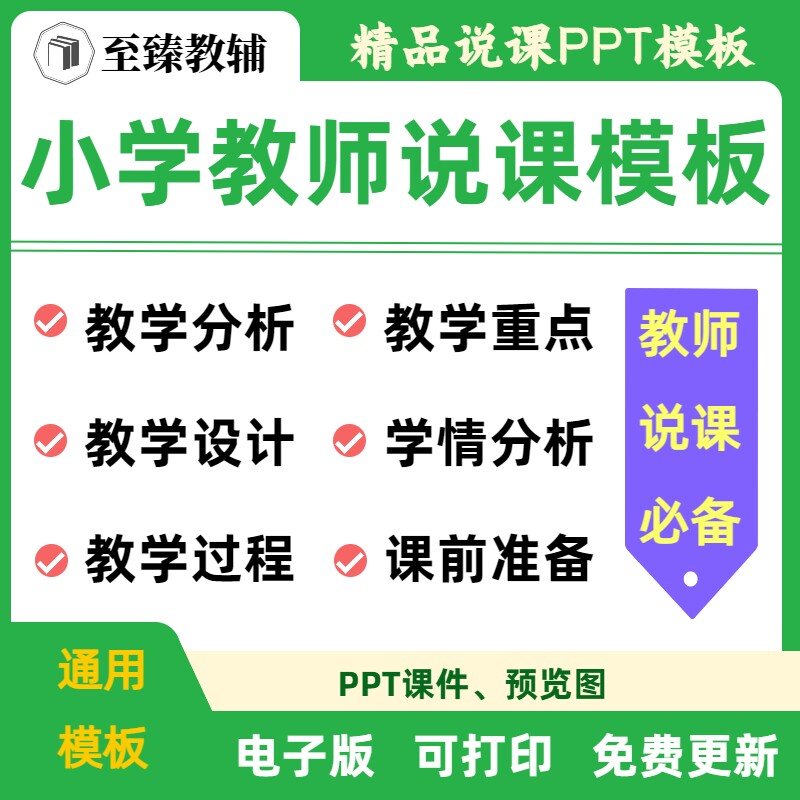 小学教师培训说课动态课件模板