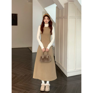 裙子女圆领收腰拉链显瘦毛呢背心裙 2025冬季 甜辣多多 秀智欧尼