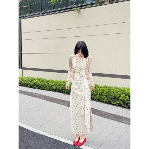 甜辣多多亚麻无袖波点背心连衣裙女2026春夏掐腰显瘦裙子S2688