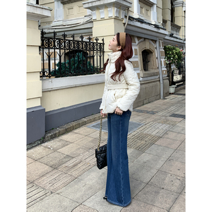 甜辣多多【蓝海湾加绒版】2025冬裤子女四面弹加绒直筒微喇叭裤