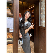甜辣多多 梨形收腰设计感波点裙 连衣裙女夏季 盐系少女 灰色短袖