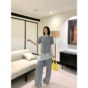 S2696 潮流莫代尔拼接蕾丝屁帘套装 甜辣多多 2026春夏新款