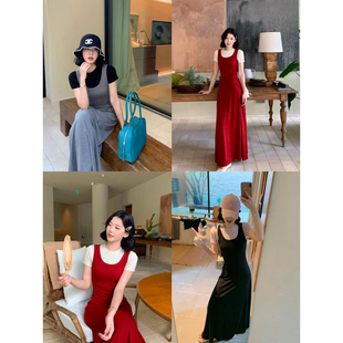 甜辣多多高级设计感显白吊带长裙2026年春夏修身长款连衣裙S2667