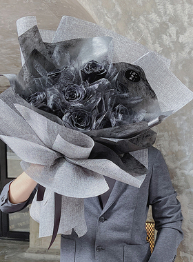 高级黑色黑玫瑰永生花干花花束送男女朋友老公保鲜生日礼物情人节