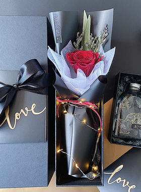 进口真花黑玫瑰永生花干花花束礼盒保鲜花单支装白色紫玫瑰康乃馨