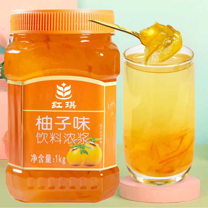 1KG蜂蜜柚子茶酱含果肉饮料冲饮刨冰用小吊梨汤果酱芒果草莓玫瑰-封面