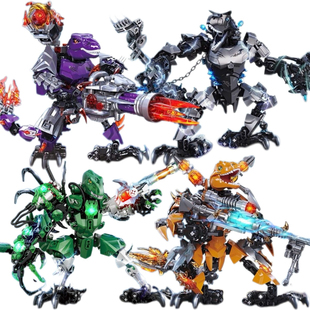 新款侏罗纪恐龙积木霸王龙暴龙拼装玩具益智机械机甲礼物男机器人