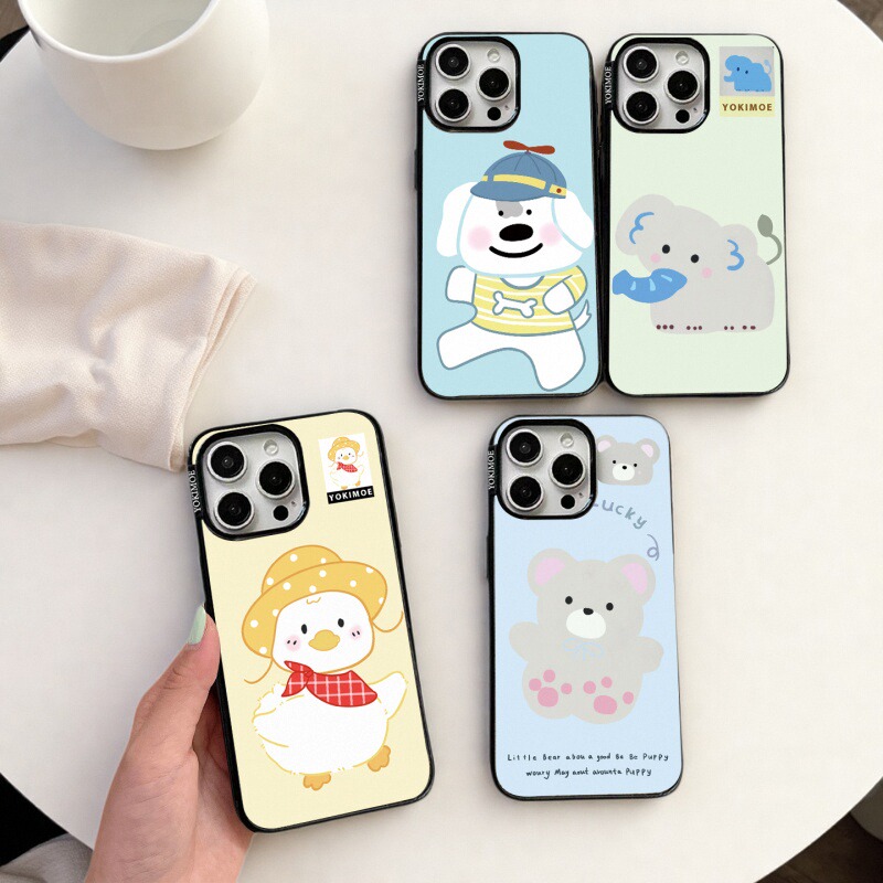 元气萌小黄鸭适用苹果手机壳17ProMax高颜值16pro全包Ai按键15pro透明黑边14plus防摔13新款磁吸保护套