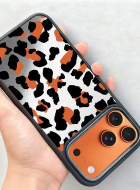 元气萌橙色豹纹轻薄苹果手机壳适用17promax全包Ai按键16pro防摔15por新款磨砂14/13磁吸/高级感/轻薄保护套