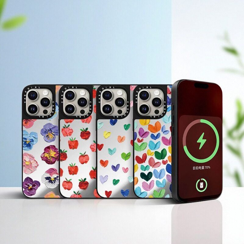 油画爱心适用苹果手机iPhone17promax镜面16PRO防摔15plus高级感14por全包13个性12新款11磨砂/磁吸保护套