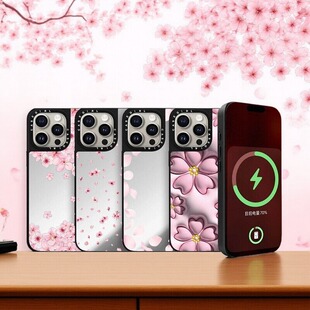 樱花镜面新款苹果手机壳iPhone17ProMax超好看16Pro高颜值15por全包14plus磁吸13带镜子12/11防摔彩绘保护套