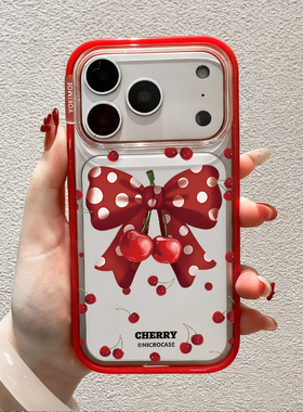 元气萌新年红色蝴蝶结苹果手机壳适用17ProMax新款16Pro全包ai按键14plus氛围感15por磁吸13女防摔轻薄保护套