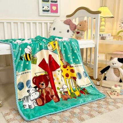 秋冬双层加厚儿童毛毯幼儿园卡通珊瑚绒午睡盖毯小孩宝宝双面云毯