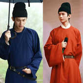 唐宋制窄袖 书生诗人cos服装 汉服单件单面男款 圆领袍纯素色复原款
