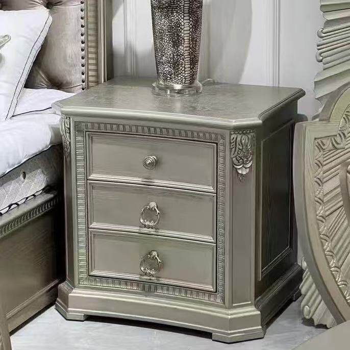 美式轻奢床头柜现代简约卧室现代实木雕刻复古筑源系列