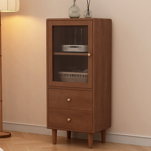 实木书柜矮柜客厅电视柜旁立柜定制带玻璃门轻奢防尘手办展示柜子