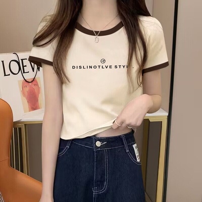 小个子短款正肩短袖t恤女纯棉T