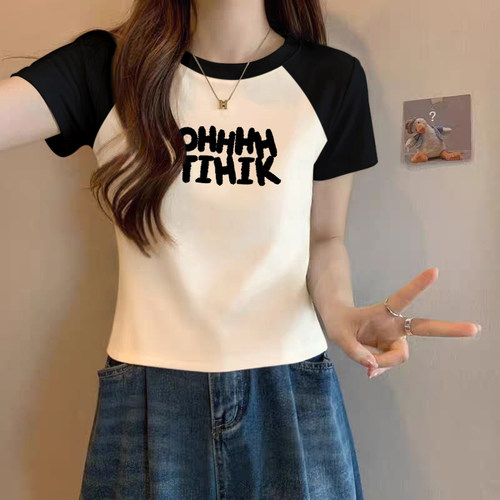 小个子短款高腰微宽松短袖T恤女欧货洋气纯棉减龄上衣2026夏新款