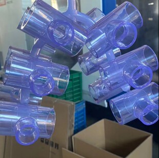 透明变径三通美标异径三通耐酸碱接头塑料PVC管配件4分变25转接头