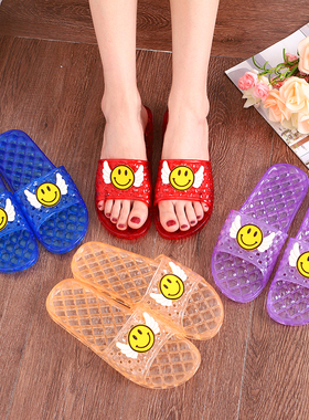 夏季女人室内居家浴室塑料防滑软底PVC水晶透明大码凉拖鞋不臭脚