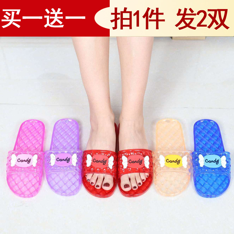 黑美树柔软轻便平底水晶女拖鞋图片