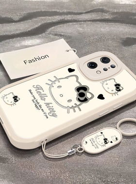 暗黑凯蒂猫适用于OPPOFindX5手机壳FindX5Pro新款全包防摔PFFM10保护套天玑版搞怪可爱男女小众ins风专用外壳