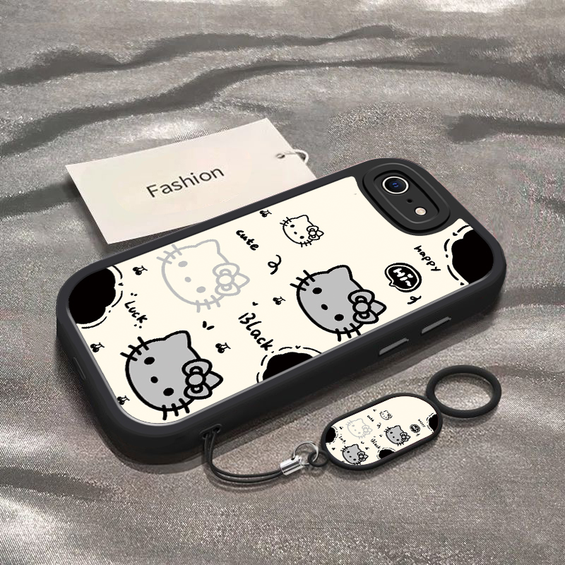 适用于苹果8手机壳苹果7新款iPhone8Plus全包防摔保护套Apple男女款7Plus简约可爱卡通黑白凯蒂猫头专用外壳