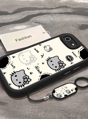 适用于苹果8手机壳苹果7新款iPhone8Plus全包防摔保护套Apple男女款7Plus简约可爱卡通黑白猫咪头专用外壳