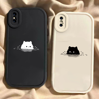 适用于苹果X手机壳苹果XR新款iPhoneXSMAX全包防摔保护套Apple男女款XS小众简约可爱泡汤猫咪ins风专用外壳