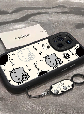 适用于OPPOFindX3手机壳FindX3Pro新款5G全包防摔PEDM00保护套oppo男女款小众简约可爱黑白凯蒂猫头专用外壳
