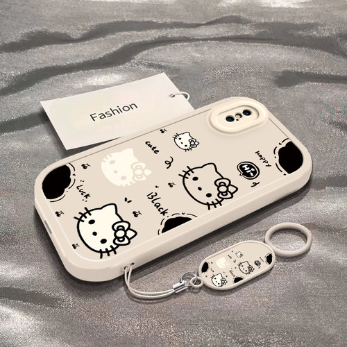 镂空黑白猫猫适用于苹果X手机壳男女新款XR全包防摔小众卡通可爱ins风AppleXS保护手机套iPhoneXSMax的外壳