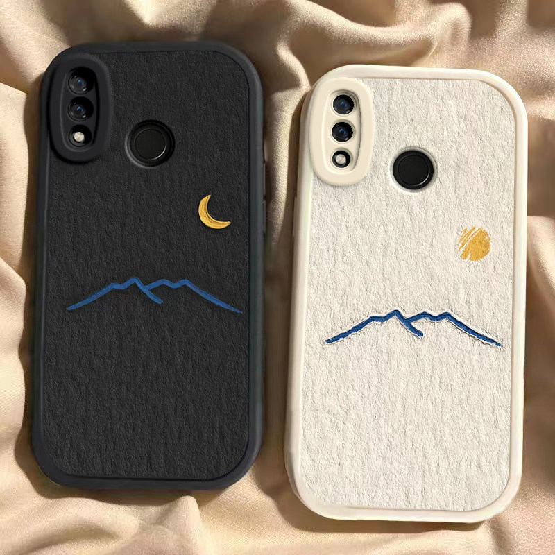 适用华为Nova3手机壳高级华为Nova3i创意情侣款Nova3e简约全包式小清新保护壳文艺硅胶软壳耐脏太阳月亮高山