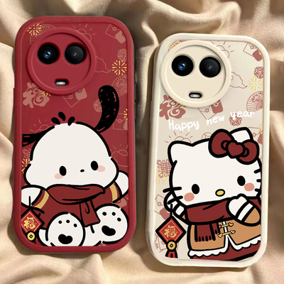 适用于真我V50手机壳RealmeV50s新款RMX3783全包防摔保护套真我v50s男女新年款红色喜庆凯蒂猫帕恰狗专用外壳