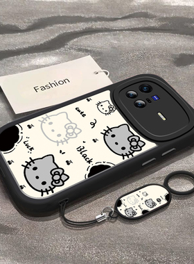 适用于vivoX80手机壳vivoX80Pro新款V2183A全包防摔保护套x80pro可爱男女款vivi小清新黑白凯蒂猫头专用外壳