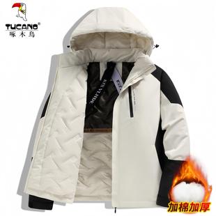 啄木鸟棉衣外套情侣新款 棉服防风加绒厚保暖棉袄冲锋衣外套 秋冬季