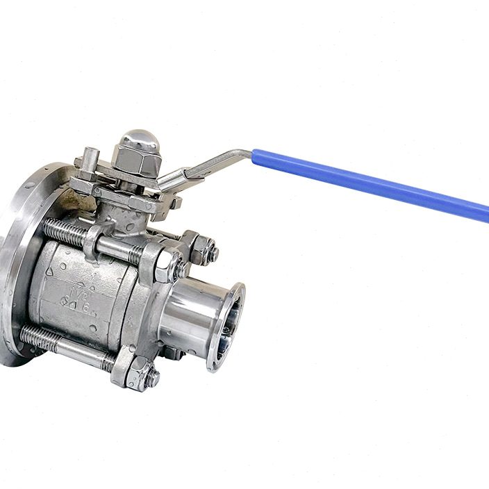 .盼特304不锈钢快装三片式底阀316快装放料阀卡箍全包开关球阀