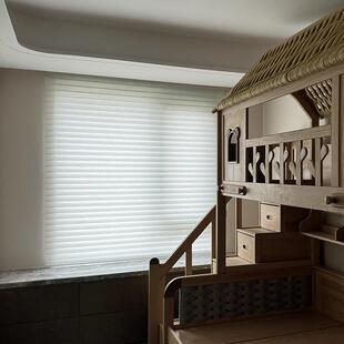 亚麻色香格里拉帘 衣帽间书房阳台卷帘办公室遮阳遮光智能窗帘