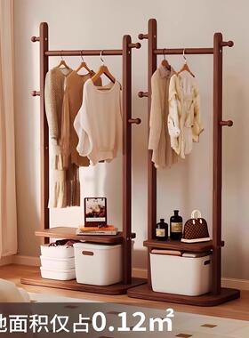 全实木衣帽架落地卧室挂衣架子办公室客厅家用室内不占空间挂衣架