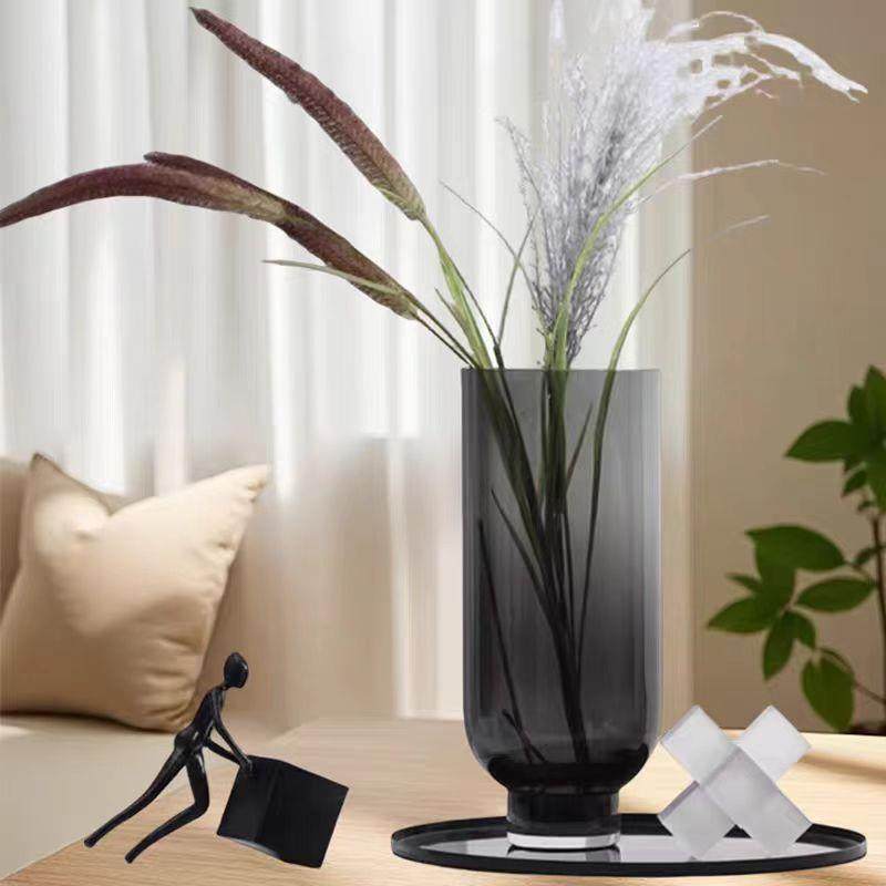 现代简约创意灰色大号高脚琉璃样板间民宿别墅桌面水培软装花瓶器,家居饰品,花瓶,淘宝优惠券,粉丝福利购,淘宝优惠卷