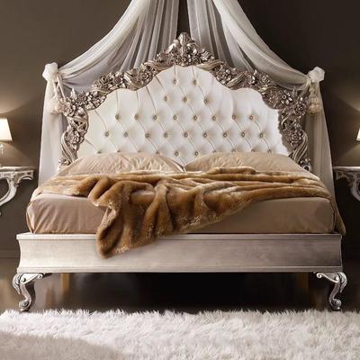 主卧双人床欧式实木公主床网红框架雕花皮床法式金箔婚床卧室大床