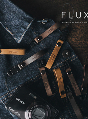 FLUXO相机小手绳指带环扣复古头层真牛皮适用于富士索尼康微单反X