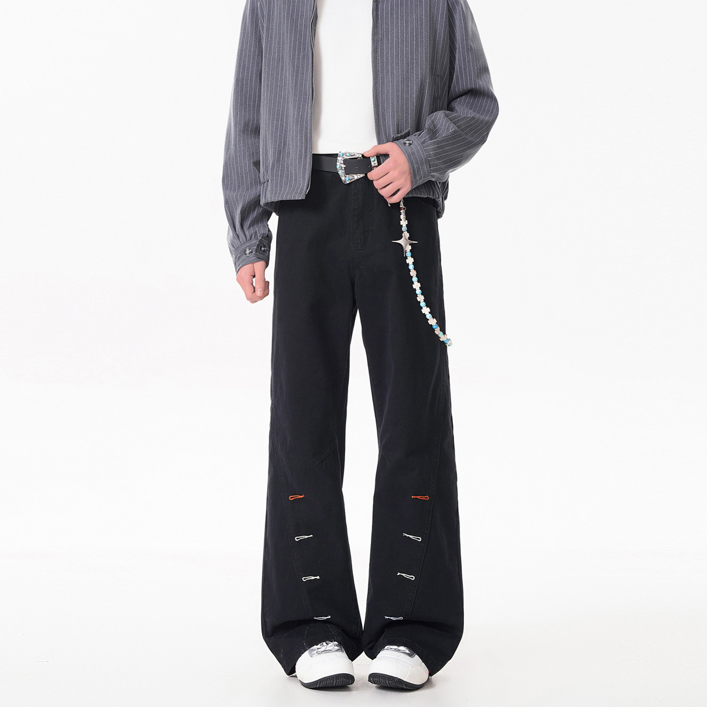 Fearless Land春季男式休闲裤牛仔裤微喇全棉显瘦修身痞帅显腿长