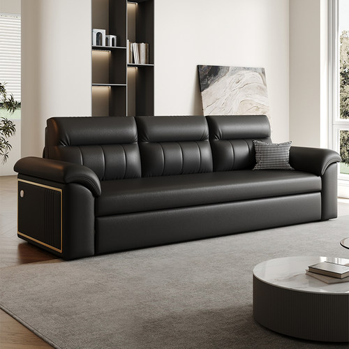 网红款猫抓皮沙发床小户型奶油风多功能折叠两用直排双人2025新款