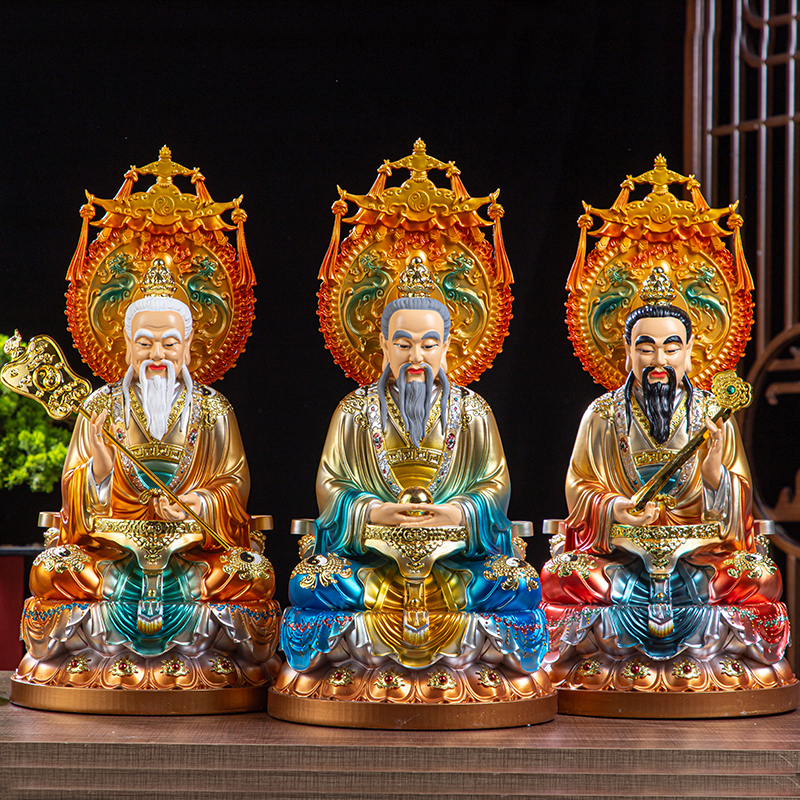 三清元始道德灵宝天尊树脂摆件