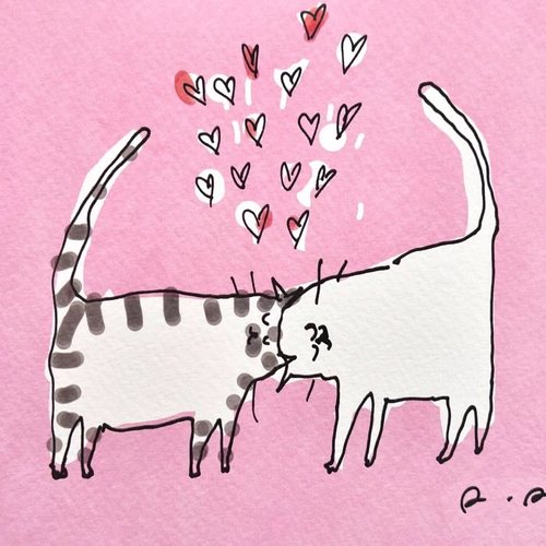 「SHUNA」恋爱中的小猫 周年纪念日生日新年快乐英国原版贺卡